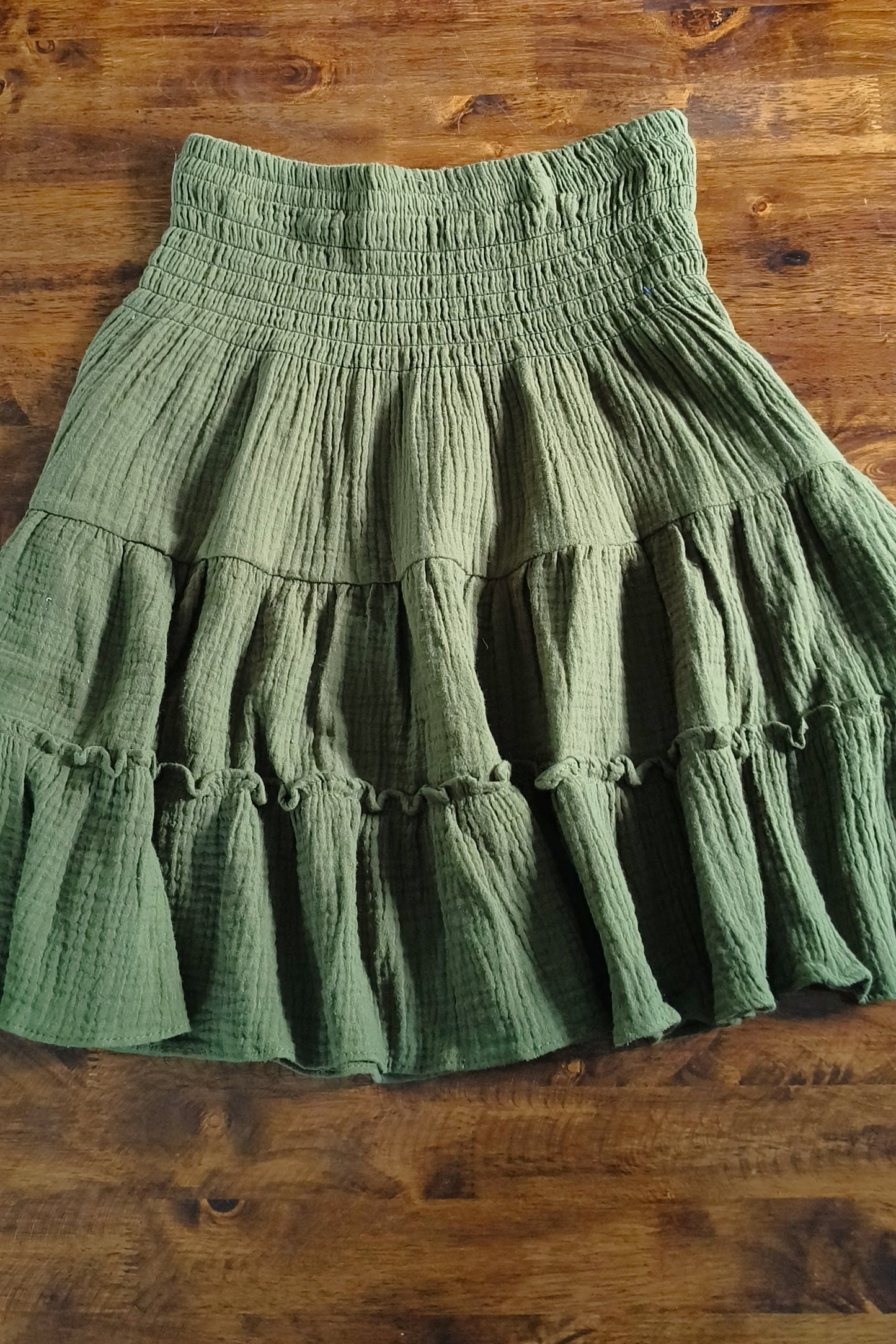 Tiered Mini Skirt in Olive