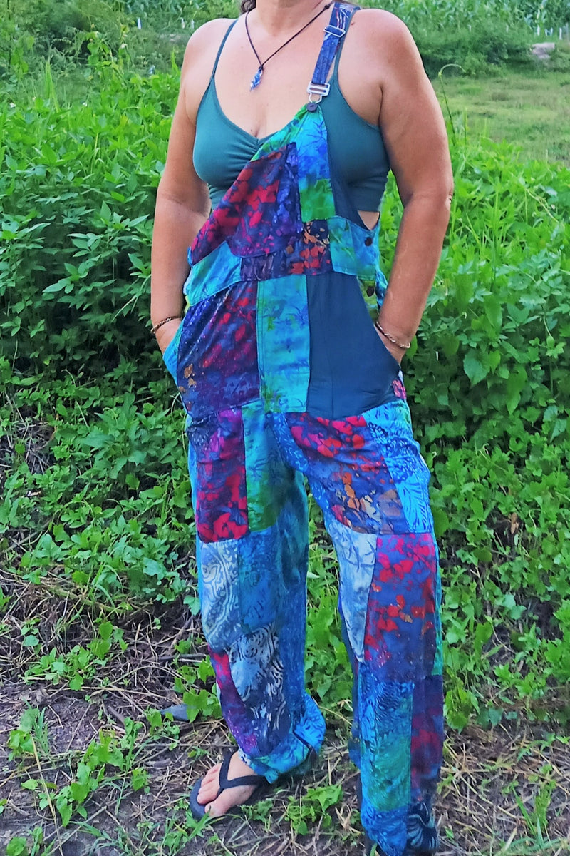 Rayon Patchwork Overalls by Lotus Tribe Clothing