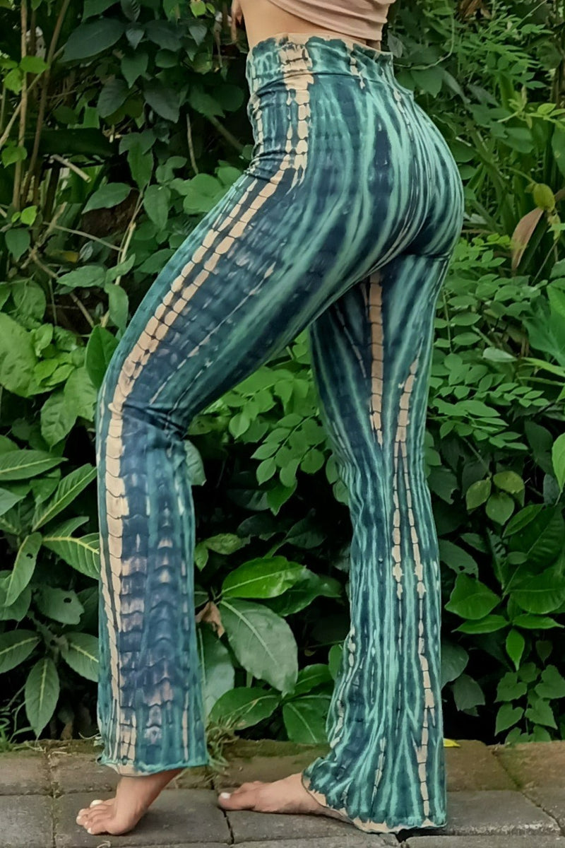 Flared Yoga Pants in Rainfoest by Lotus Tribe Clothing