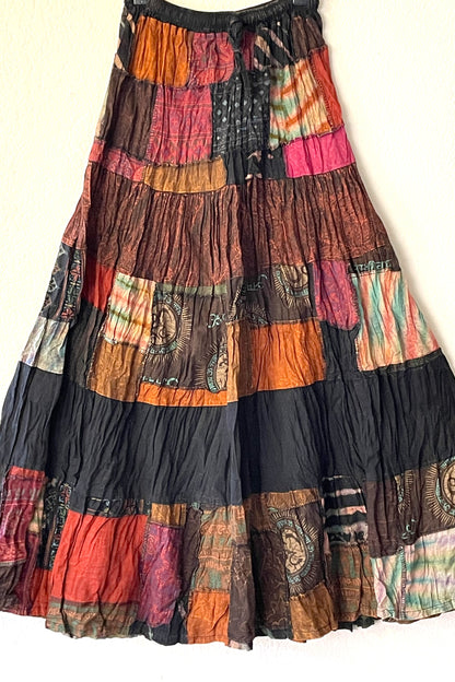 Rust Patchwork Maxi Skirt
