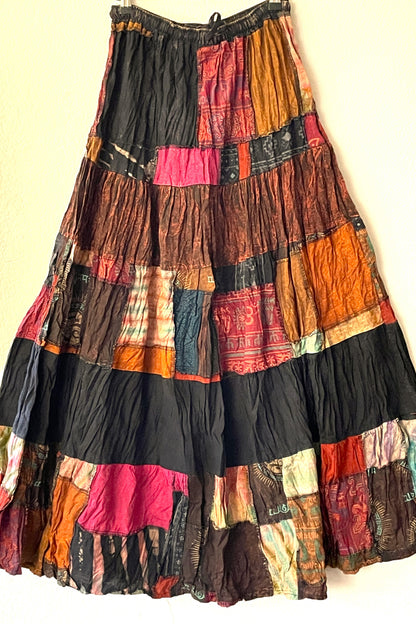 Rust Patchwork Maxi Skirt