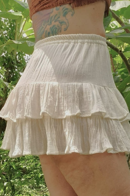 Tiered Mini Skirt in Cream