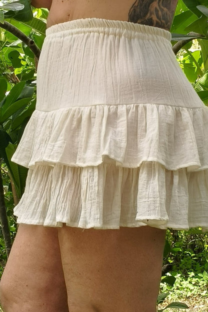 Tiered Mini Skirt in Cream