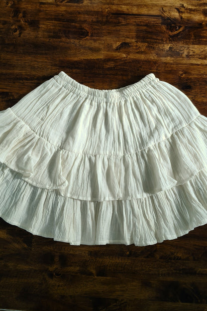 Tiered Mini Skirt in Cream