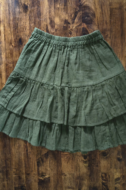 Tiered Mini Skirt in Khaki