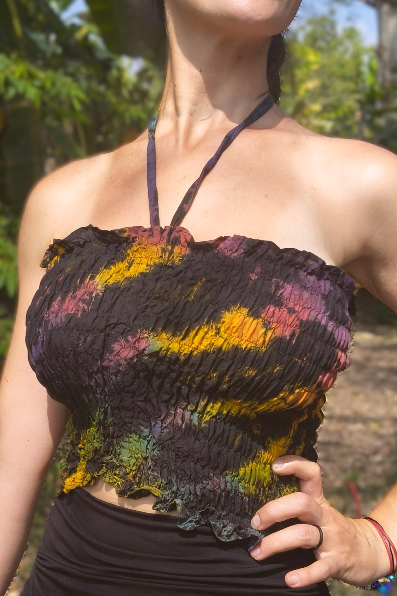 Rainbow Zebra Cinch Tube Top