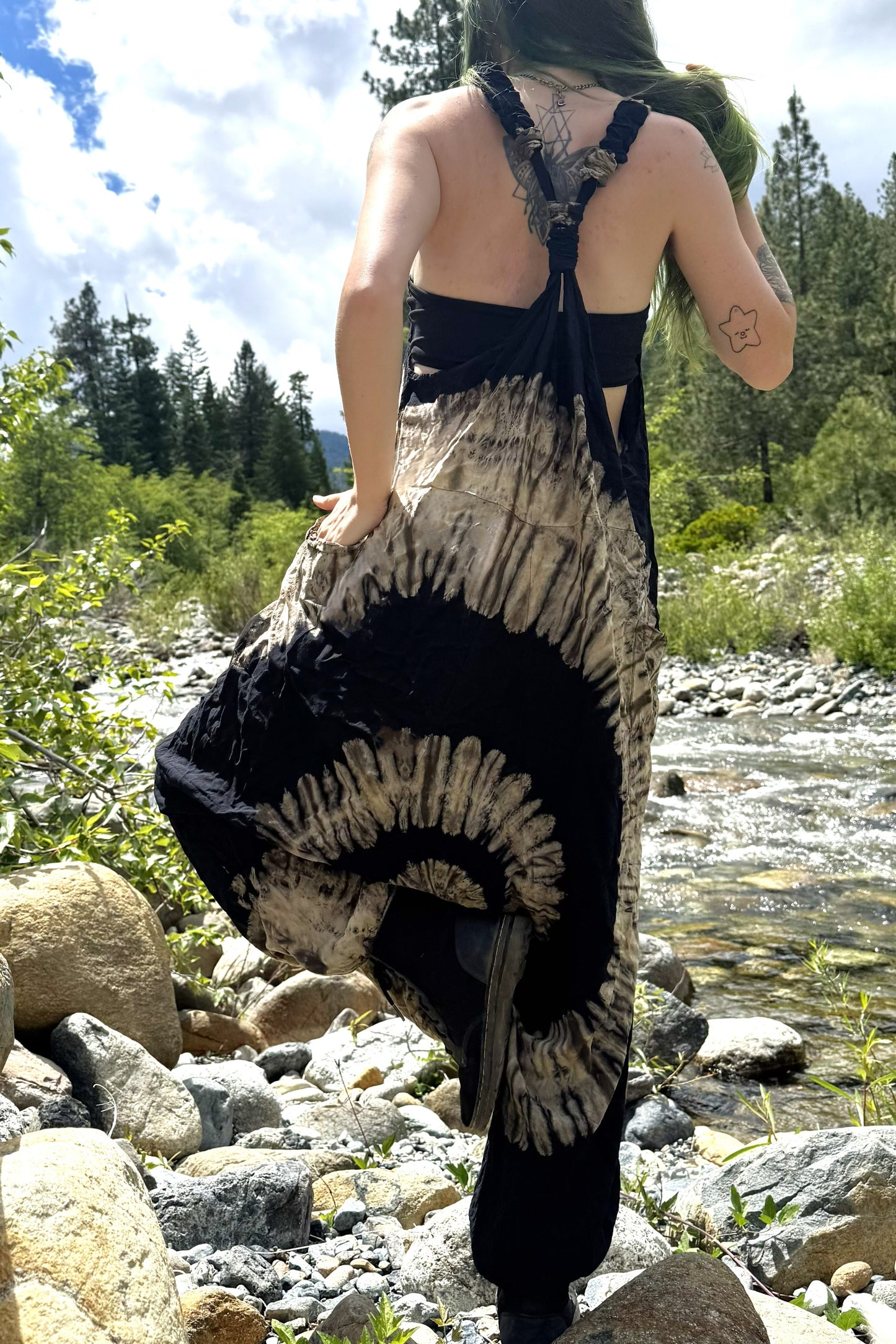 Black Swirl Tie Dye Jumpsuit