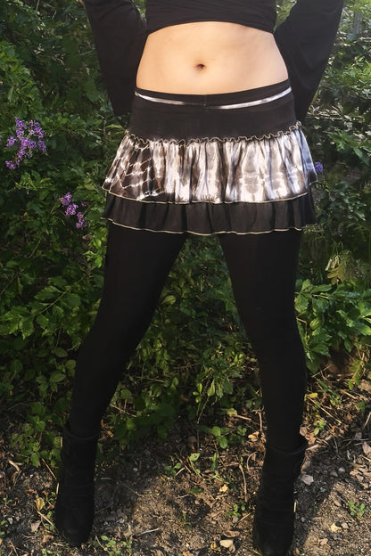 Black Tie Dye Ruffle Mini Skirt