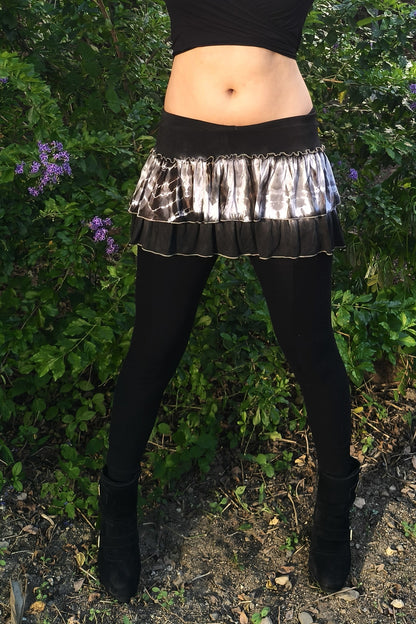 Black Tie Dye Ruffle Mini Skirt