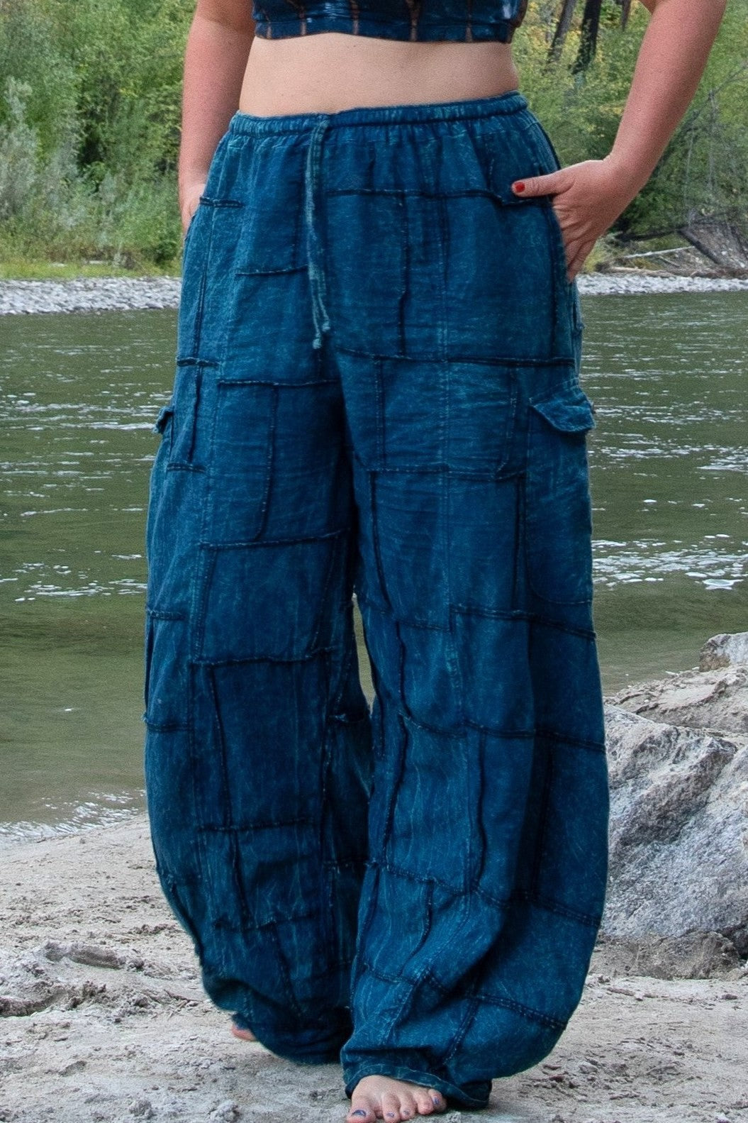 Blue Cargo Joggers