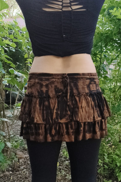 Brown/Black Ruffle Mini Skirt