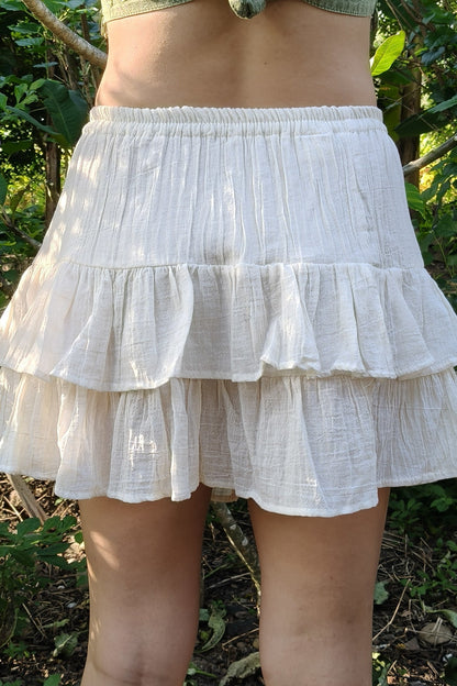Tiered Mini Skirt in Cream