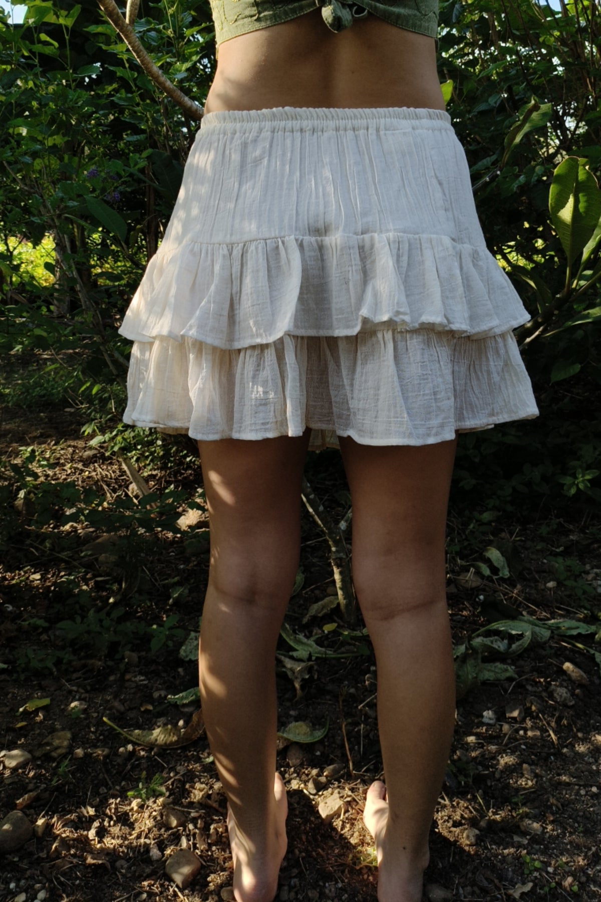 Tiered Mini Skirt in Cream