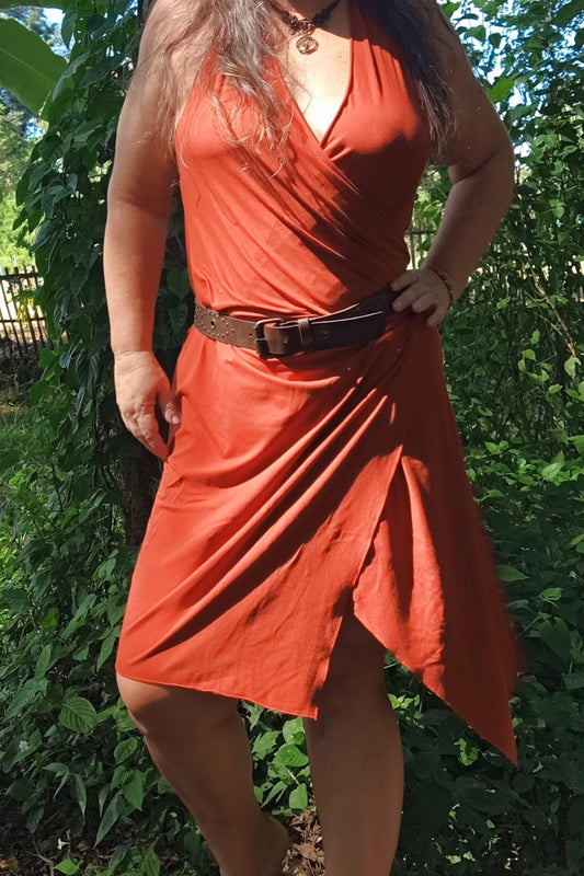 Wrap Dress/Backless Vest in Rust