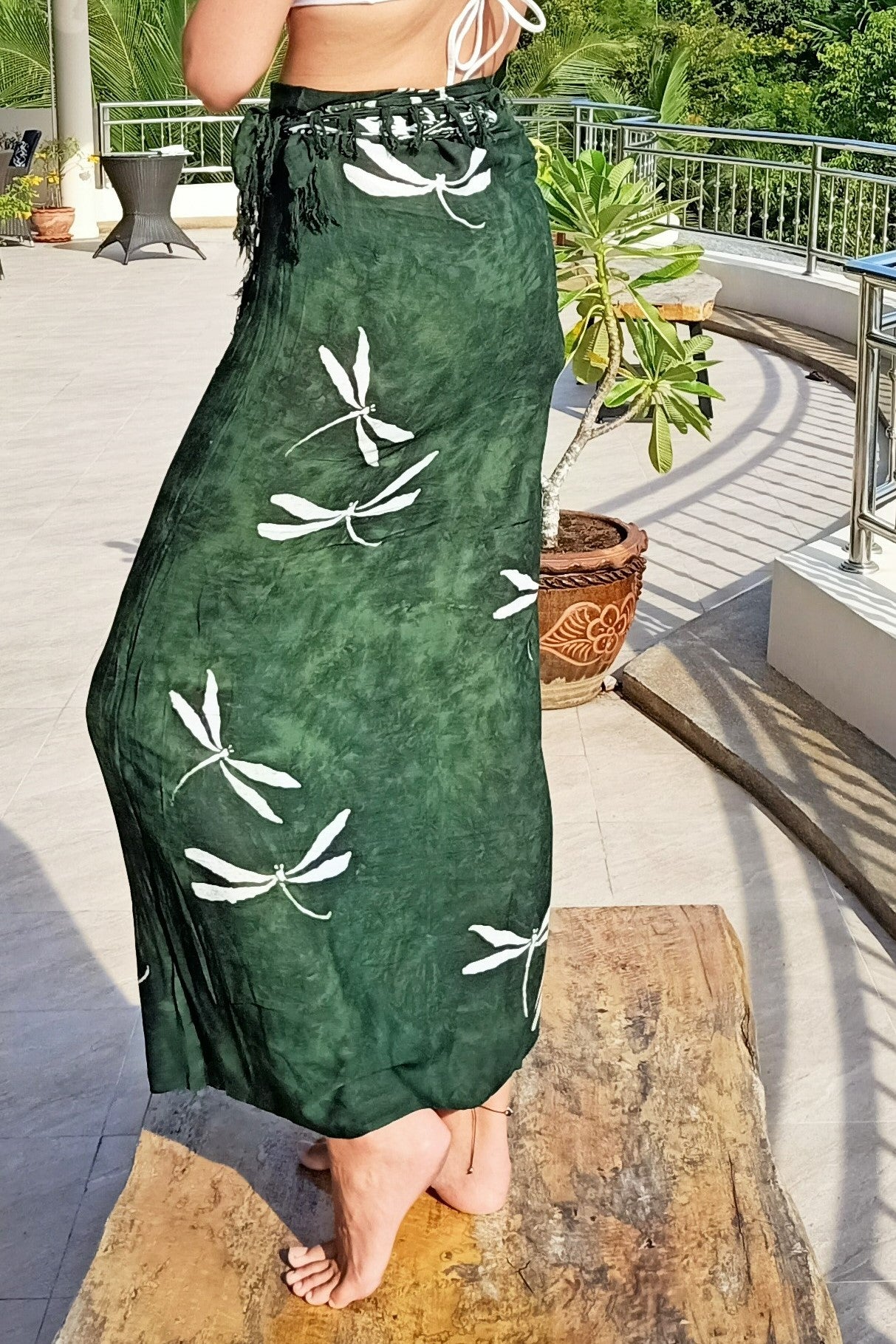 Green Batik Sarong with Dragonflies by Lotus Tribe Clothing Green Batik Sarong with Dragonflies by Lotus Tribe Clothing