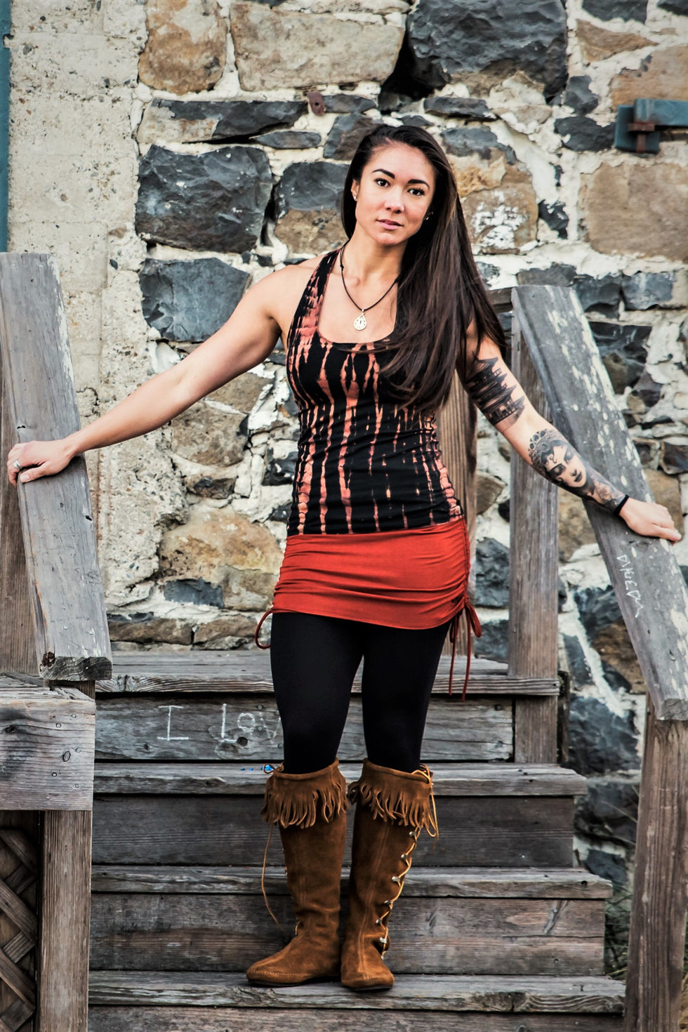 Rust Cinch Skirt by Lotus Tribe Clothing